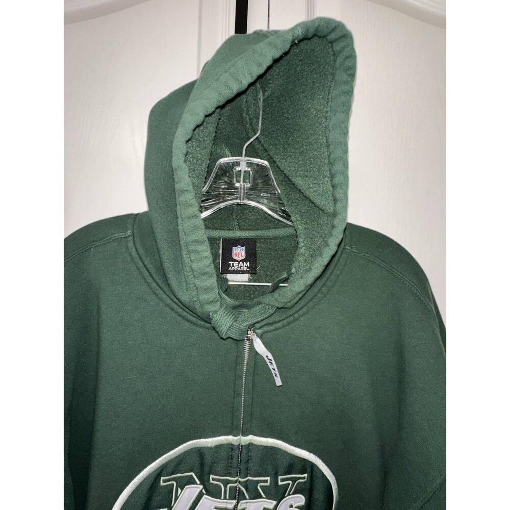 NFL New York Jets Mens Size XL Green Sweatshirt Hoodie Zip Up Jacket W/ Pockets - Picture 3 of 8